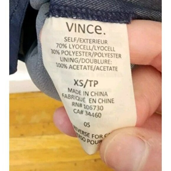 Vince Blue Chambray Denim 3/4 Sleeve Quarter Zip Mini Dress Size XS Pockets - Picture 6 of 6